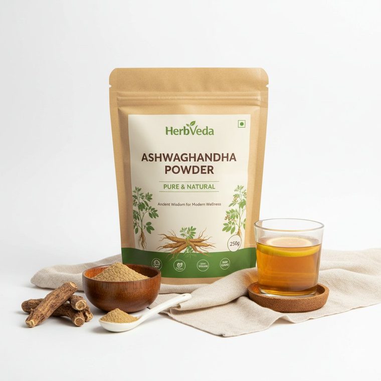 AI-generated Amazon product image — HerbVeda Ashwagandha Powder listing made with Amazon Listing Pro